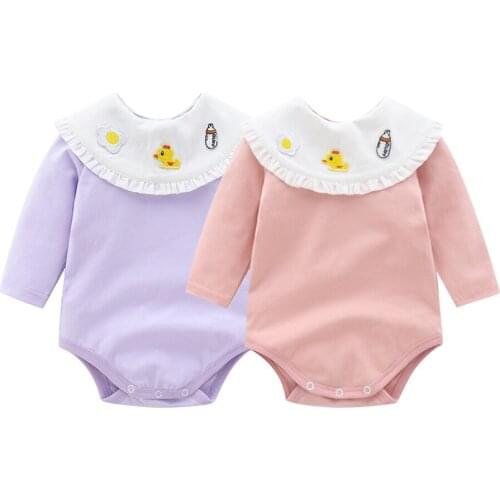 Ins 2021 Spring And Summer Baby Climbing Bodysuit New Korean Candy Color Clothes For Girl Long Sleeve Cotton Baby Twins Clothing