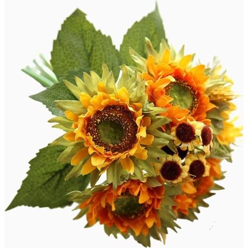 Artificial Silk Flower Sunflower Bunch Decoration Ornaments For Wedding Home