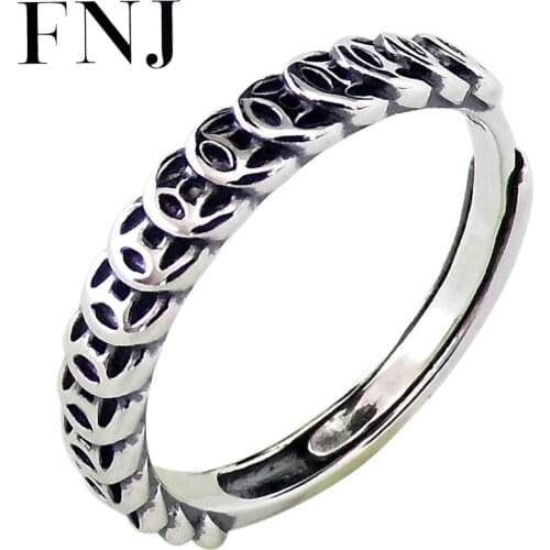 FNJ Coins Ring 925 Silver Adjustable Size 100% Original Real S925 Solid Silver Rings for Women Jewelry
