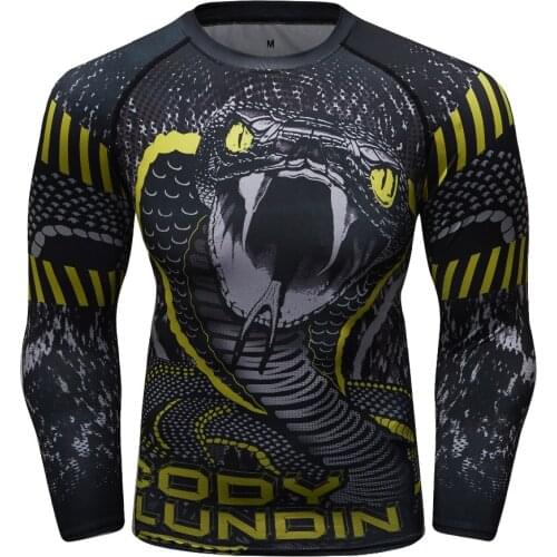 New Compression Shirt Rashguard Bodybuild Cross Long Sleeve 3D Print Jiu Jitsu T shirts MMA Fitness Quick Dry Tights Rash Guard