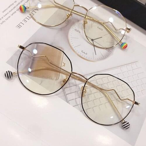 Elbru Fashion Candy Color Frame Anti-blue Light Plain Glasses Rainbow Lollipop Wave Mirror Leg Computer Games Radiation Glasses