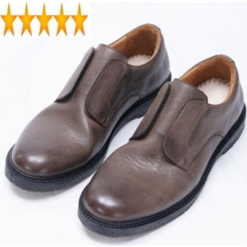 Casual 100% Real Leather Vintage Men Derby Luxury Height Increasing Loafers England Style Business Formal Shoes