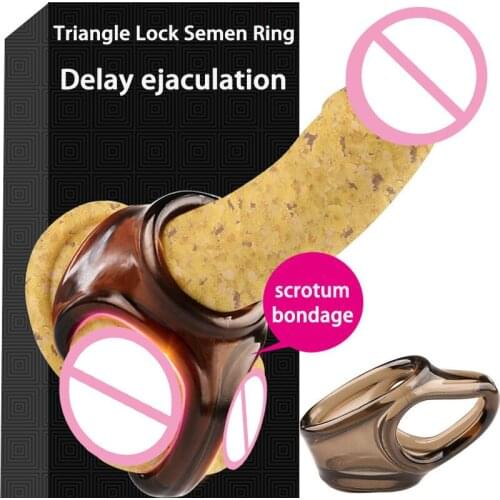 Male Delay Ejaculation Lock Semen Penis Ring Scrotum Bondage Dick Ball Ring Adult Sex Toys For Men Cock Rings Erotic Tools