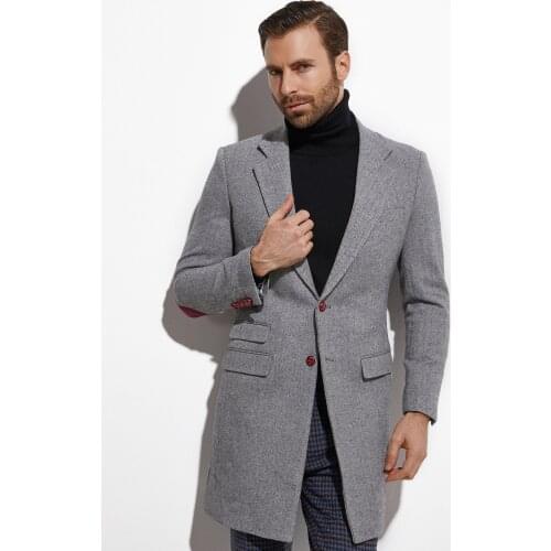 2020 Medium Length Spring Autumn Tailored Coat Custom Made Jacket Tweed Medium Long coat Mid-Length Coats Men Coats Long Peacoat