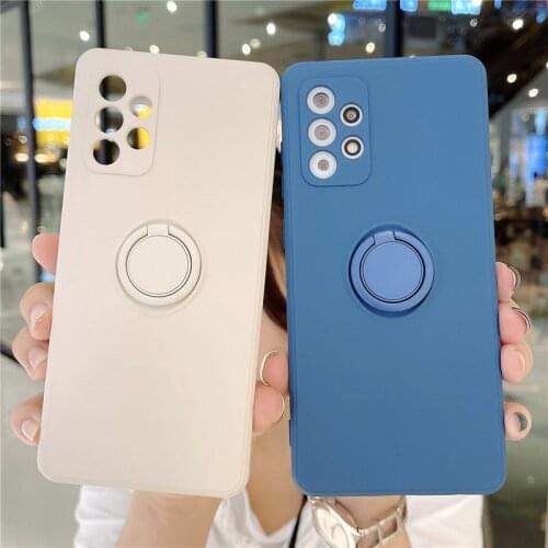 Ring Holder Soft Silicone Case For Samsung A52 A72 A51 A71 4G S21 Plus S20 FE A31 A51 M31S A12 S21 Ultra Stand Magnetic Cover