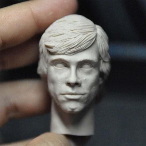 Unpainted 1/6 Young Luke Head Sculpture PVC Mark Hamill Head Carving Model Fit 12'' Male Soldier Action Figure Body