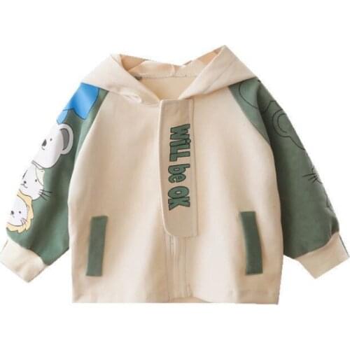 New Spring Autumn Baby Girls Boys Clothes Children Letter Cartoon Hooded Jacket Toddler Fashion Costume Infant Kids Sportswear