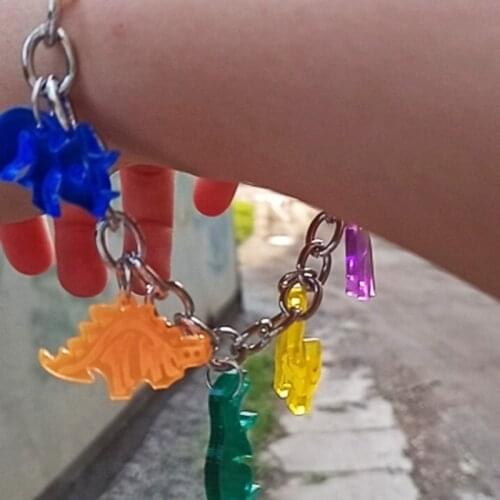 2021 New Fashion Cute Little Dinosaur Bracelet for Women Handmade Transparent Resin Animal Bracelet Trendy Jewelry Girl Gift