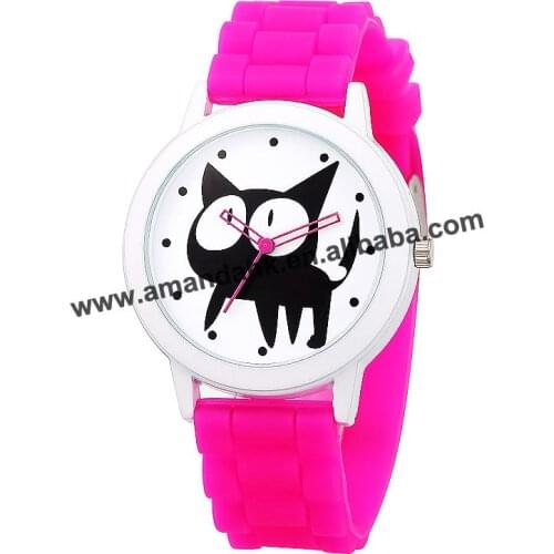 New Newly Design Black Cat Watch Silicone Jelly Candy Color Women Men Wrist Watches Children For Girls Kids Watches 8203