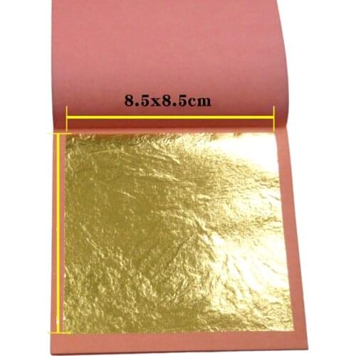 One booklet of 25 sheets 8.5X8.5cm 99.99% Genuine gold leaf foil sheet 24k Gold Leaf free shipping