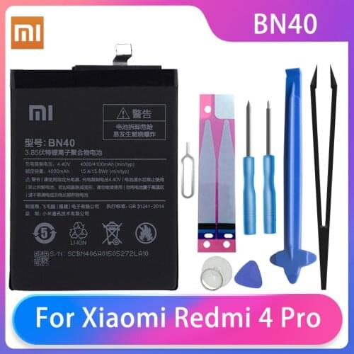 Original Xiaomi Redmi 4 Pro Phone batteries BN40 High Capacity Rechargeable Xiaomi Phone Battery 4000mAh Free Tools Phone AKKU
