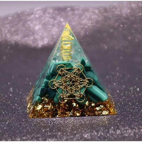 Handmade 60MM Orgone Pyramid Clear White Crystal Point With Lapis Lazuli,Fluorite Energy Symbol Sticker