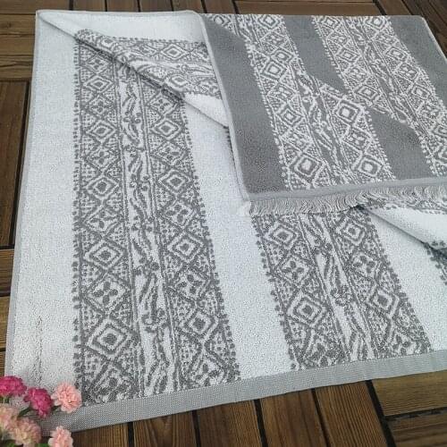 2020 Striped checkered embossed fringed edge double-sided terry to increase thickening 100% cotton towels bathroom beach towel