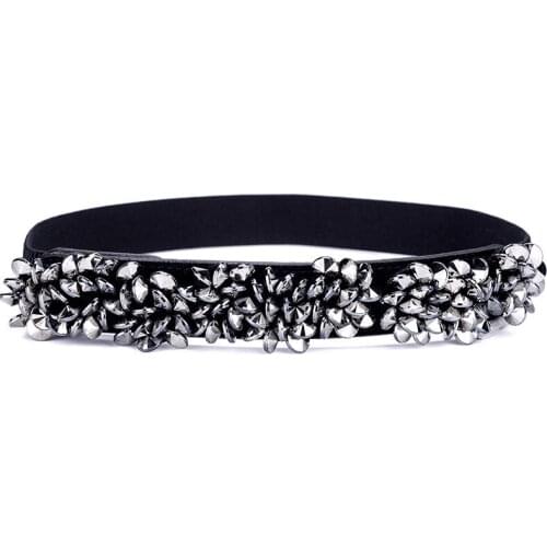 Fashion Women Elastic Wide Corset Belt For Women Glass Crystal Ceinture Ladies Thin Rhinestone inlaid Belt Waist Girdle SJ03