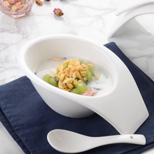 Simple and pure white Western-style hotel ceramic fruit bowl salad bowl dessert bowl noodle bowl dessert bowl ice cream bowl