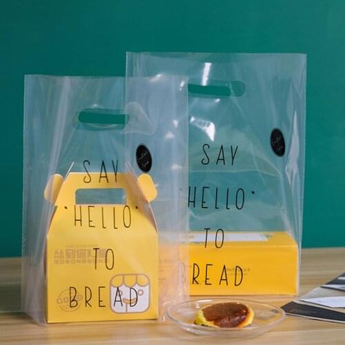 50PCS Transparent plastic bag, salad, light food, fruit, pastry, dessert, lunch box, bread packaging bag