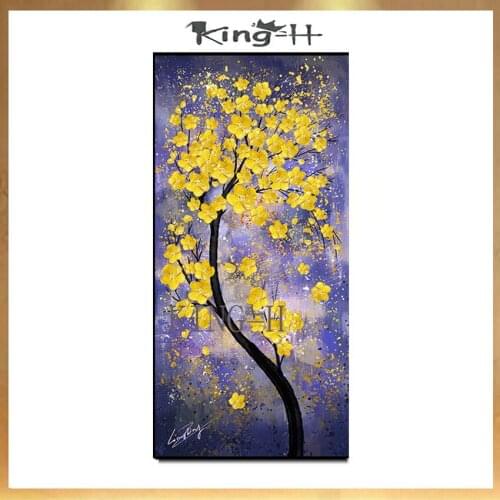 Hand painted landscape yellow tree rich tree oil painting on canvas knife Painting Home Wall Art Decoration Picture