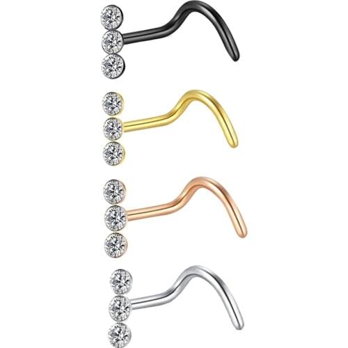 TIANCIFBYJS colored 316L Stainless Steel Nose Stud Set For Women Men CZ Crystal Nose Piercings 20g Screw Piercing Jewelry