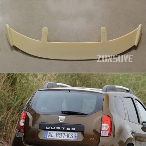 Use For 2011-2014 Dacia Duster Spoiler ABS Plastic Carbon Fiber Look Hatchback SUV Roof Rear Wing Body Kit Accessories