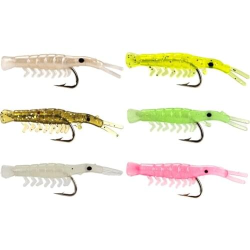 Luminous Artificial Silicone Shrimp Bait Silicone Soft Shrimp Fishing Lure with Hook for Saltwater/Freshwater