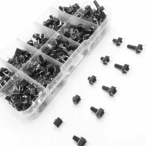 100Pcs Tactile Switch Tactile Push Button Switch Kit 6*6*4.3/5/6/7/8/9/12/13mm Micro Switch For TV/Toys/Home Use Button