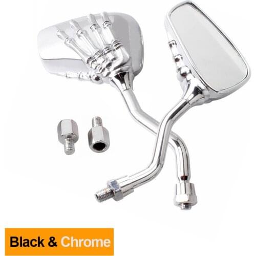 Chrome Black Motorcycle Mirrors Skeleton Skull Hand Claw Shadow Rearview Side Mirrors FOR honda sh 125 125i sh 300 giorno af24