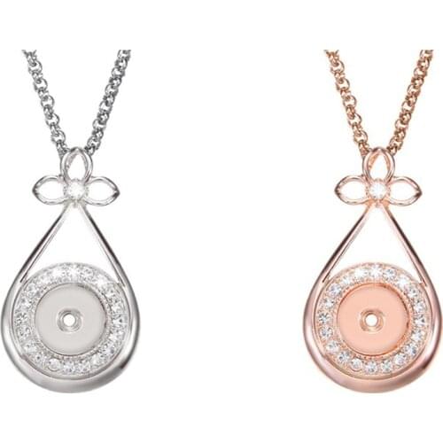 Snap Button Necklace Crystal Pendant Necklace Rose Gold Silver Plated Owl Flower For Women Fit 18mm Snap Button DIY Jewelry