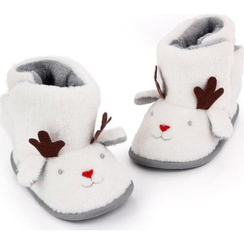 Winter Warm Christmas Cartoon Deer Baby Shoes Soft-soled Infant Toddler Boots
