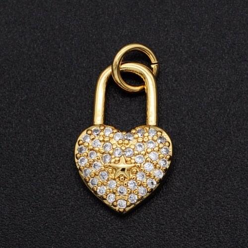 10x15mm 100% CZ Zircon DIY Jewelry heart lock Charm Pendant Wholesale Jewellery Accessories Jewellwery Finding Supplies