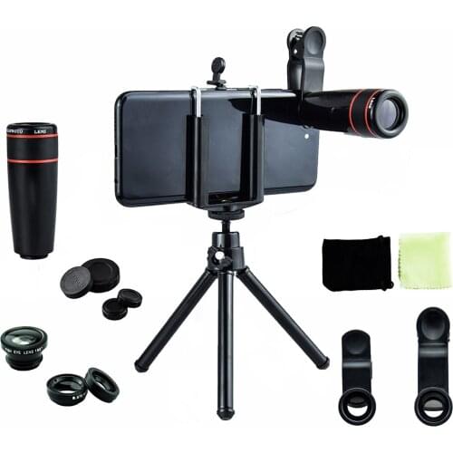 12× Scope HD Monocular Telescope Phone Lens Kit 3 in 1 Military Spyglass Waterproof Travel Hunting Mini Portable Zoom Telescope