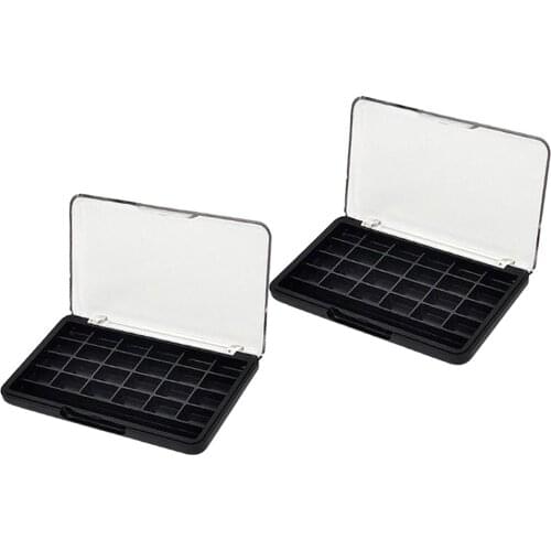 2x 24 Compartments Eyeshadow Palette Box Lip Gloss Powder Holder Container Case