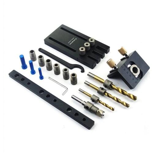 3in1 Aluminium Alloy Dowelling Jig Set Woodworking Dowel Drilling Guide Locator Kit