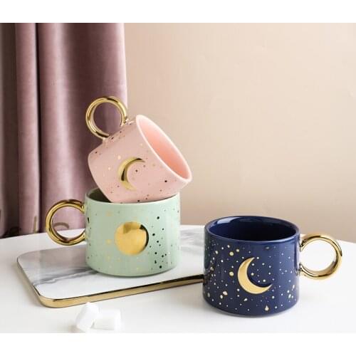 300ml/420ml Ceramic Mug Starry Sky Coffee Cups Creative Office Water Cup Teacup Breakfast milk Cup Couple Mug