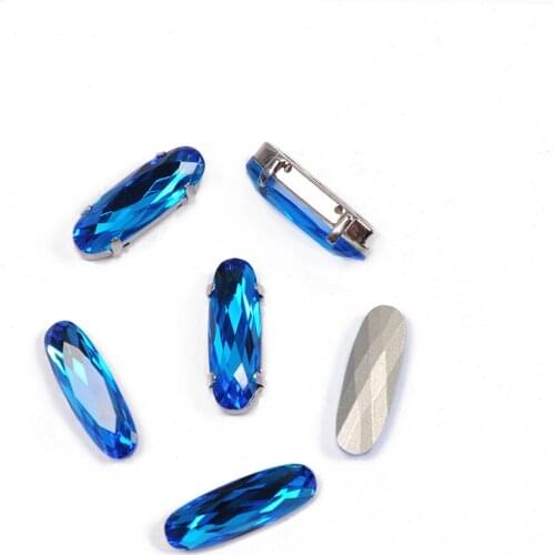 4161 Diamond Capri Blue Elongated Baguette Strass Sewn Rhinestones Point Back Stones And Crystals For Needlework