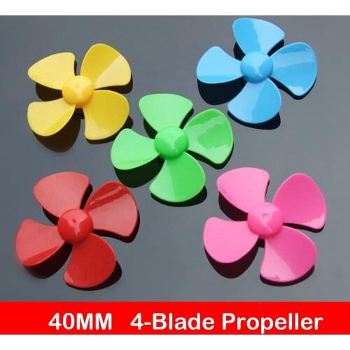 5pcs/lot 40MM multi-color Four-blade propeller 2MM aperture fixed-wing fan blade paddle motor accessories for model RC toy