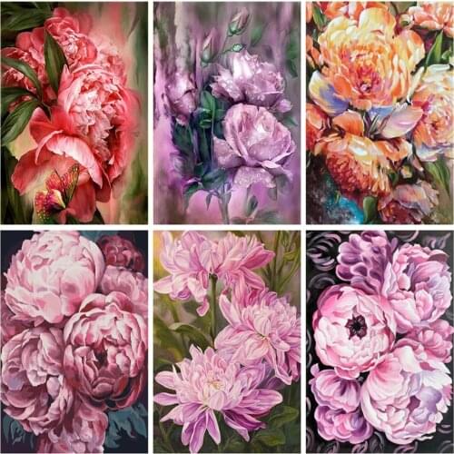 5D Diy Diamond Embroidery Flower Wall Art Diamond Painting Full Drill Square Peony Mosaic Kits Cross Stitch 3D Mosaic Home Decor