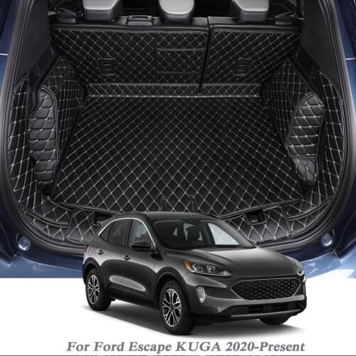 Car Styling PU Leather Trunk Mat Rear Liner Cargo For Ford Escape Kuga 2020-2021Waterproof Carpet Tray Protector Auto Accessoryy