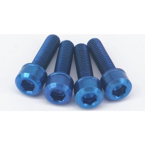 LOT 4 M5 x 20mm Blue TC4 GR5 Titanium Alloy Allen Hex Screw Column Cap Head Bolts For Bicycle