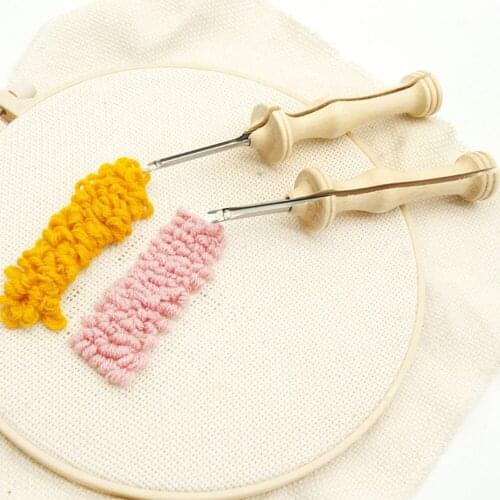 1 Piece Wool Poke Embroidery Russian Embroidery Needle Sewing Accessories DIY Wooden Handle Weaving Tool Craft
