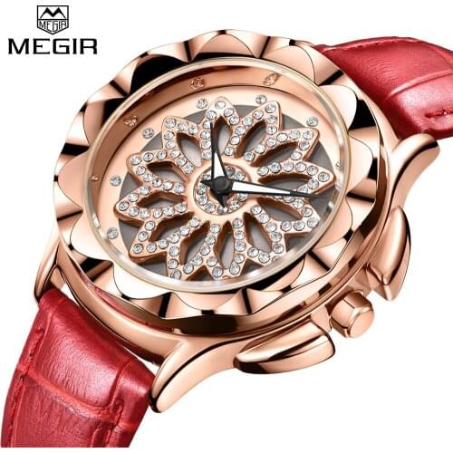 MEGIR Top Luxury Brand Women Fashion Watches Leather Strap Lovers Ladies Quartz Wristwatches Dress Watch Time Relogio Feminino
