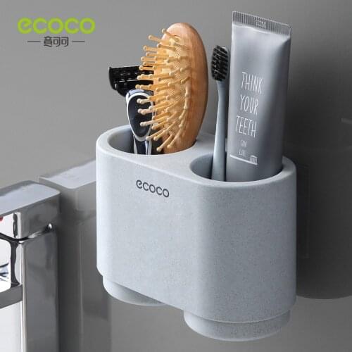 Ecoco Toothbrush Holder with Magnetic Cups,Toothbrush Storage Punch-free Installation, Mouthwash Cup Storage, Bathroom Storage