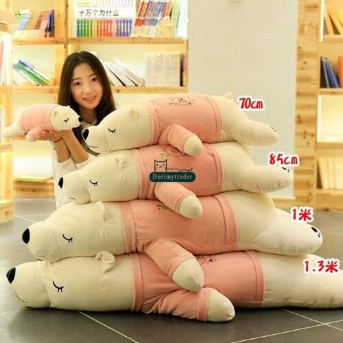 Dorimytrader Pop Lovely Soft Fat Anime Polar Bear Plush Pillow Big Stuffed Animals White Bear Toy Doll Gift 80cm 100cm 130cm