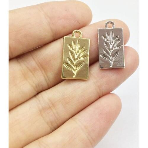 Eruifa 20pcs 10*16mm New Grass print gold/Silver plated Zinc alloy Charms Pendant Jewelry DIY Necklace 2 colors