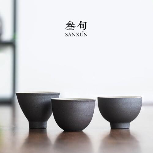 Rust ceramic cups sample tea cup kung fu tea masters cup coarse pottery single cup Japanese manual small tea cups