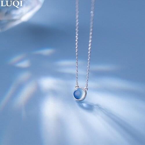 Fashion Womens S925 Silver Plated Platinum Personalized Fresh Glaze Stone Pendant Necklaces YMD