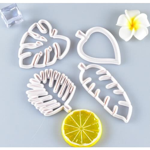 4pcs/set cookie cutter leaf set Tropical leaf stencil cookie stamp cutters for fondant DIY cake decorating tools accessories