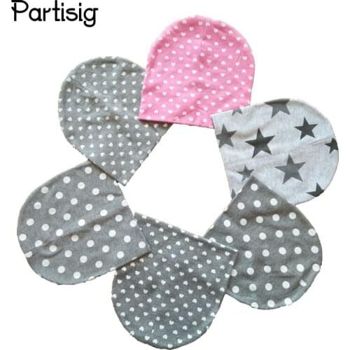 Autumn Winter Star Dot Heart Printing Cotton Beanie Geometric Knitted Kids Caps Baby Hats
