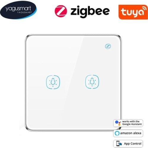 Yagusmart Tuya Zigbee Relay Switch with Aluminum Frame Glass Neutral Required Touch Light Switch Alexa Google Home Echo 123 Gang