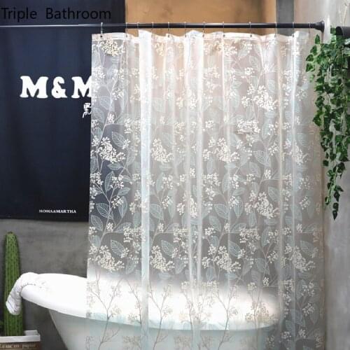 1pc Thicken Creative Tree Print Waterproof EVA Shower Curtains Bathroom Accessories Translucent Bath Curtain Curtains with Hooks