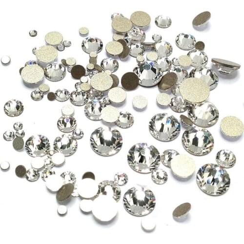 Super Clear Crystal Rhinestones Glass Non Hotfix Flatback Strass Sewing Fabric Garment Rhinestone Adhesive Nail Art Stone
